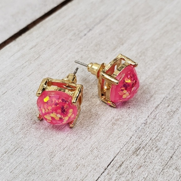 🌻 LAST ONE • Pink Glitter Earrings - Picture 3 of 3